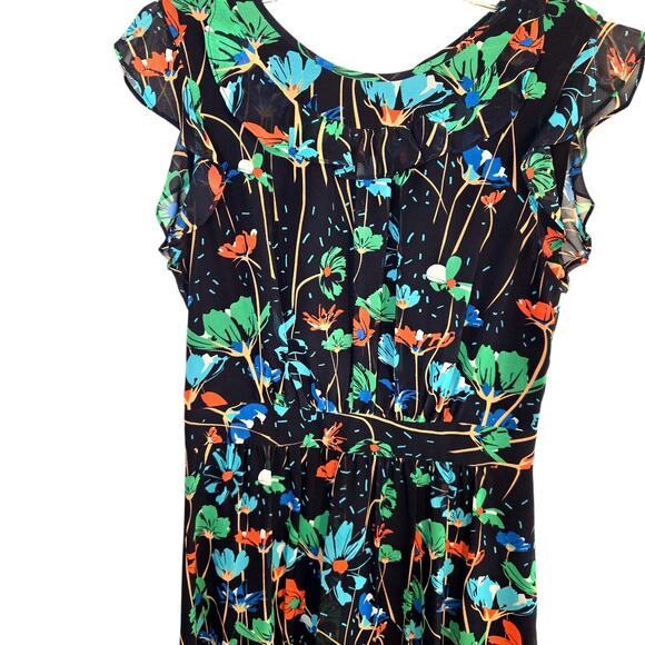 Hi There 6 Blue Floral Women's Sleeveless Sun Dress Miss Size Small S - Picture 2 of 7
